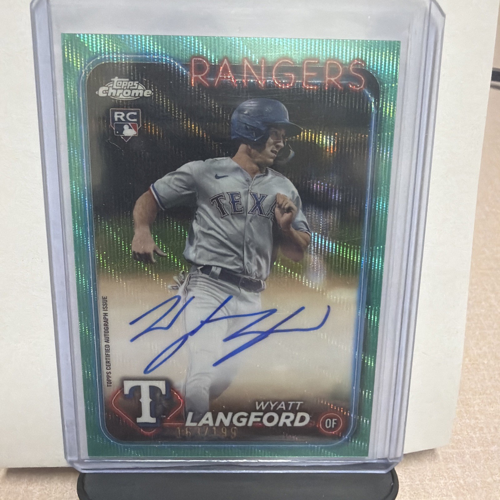 2024 Topps Chrome Update Wyatt Langford Aqua Wave Auto /199