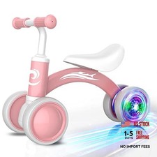 Colorful Lighting Baby Balance Bike Toys for 1 Year Old Girl Gifts, 10-36 Pink