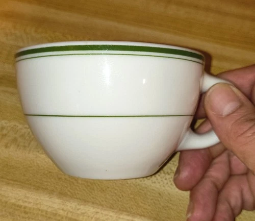 Vtg McNicol China White Green Striped Heavy Ironstone Coffee Cup Mug Restaurant