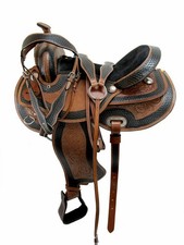 WILDRACE Premium Western Leather Barrel Racing Horse Saddle Suede Seat
