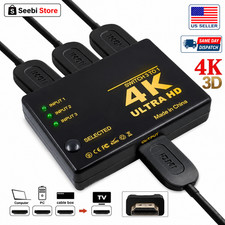 3 In 1 Out HDMI Switch 4K Splitter 3 Port Selector Switcher Hub IR Remote HDTV