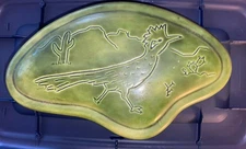 vintage mid-century green ceramic trinket dish