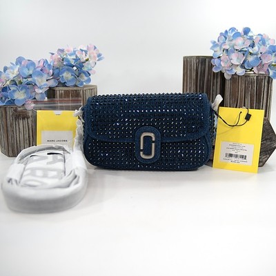 Marc Jacobs Dark Wash Denim Crystal J Link Clover Shoulder Bag NWT $250