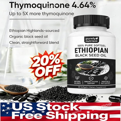 #ad #ad Ethiopian Black Seed Oil Softgels 4.64% Thymoquinone Gluten Free 60 capsules $9.99