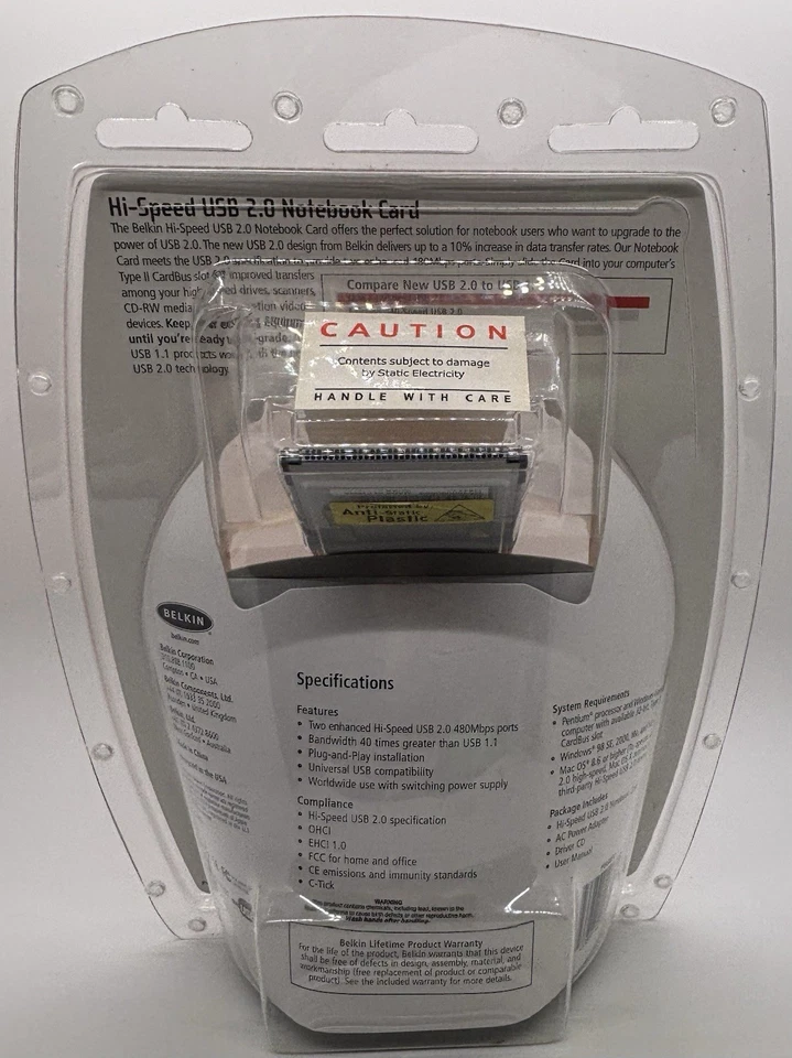2003 Belkin Hi-Speed USB 2.0 Notebook Card Windows 98 SE/2000/XP/Me Compatible - Image 3 of 4
