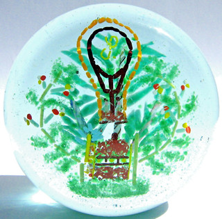 Briefbeschwerer Paperweight BÖHMEN ANTIK Fantasievolles Fadenglasdekor Rarität!