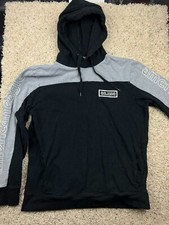 American Eagle Black  Gray Hoodie Men  s Size Large Spell Out Logo On Sleeves