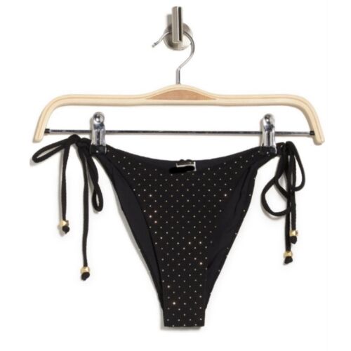 NWT L*Space Black Lennox Studded Dot Tie Side Bikini Bottoms Size Small