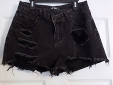 Women's Blue Savvy Black Distressed Denim Cut Off Shorts Women s Size 7 Or 28