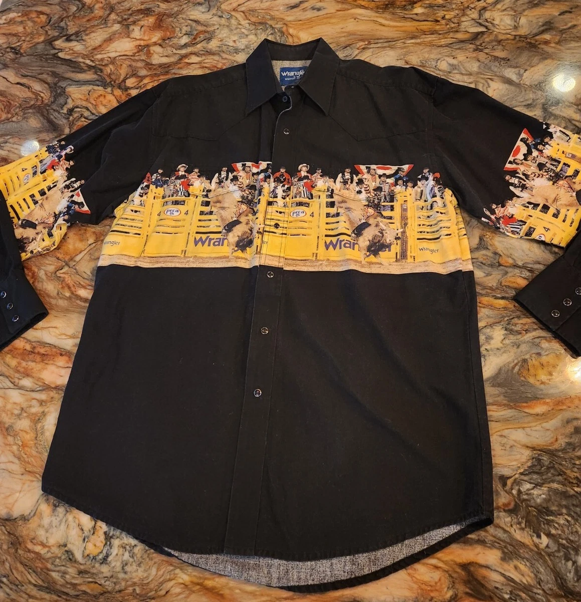Vintage Wrangler NFR Rodeo Western Black Pearl Snap Shirt Men’s XL