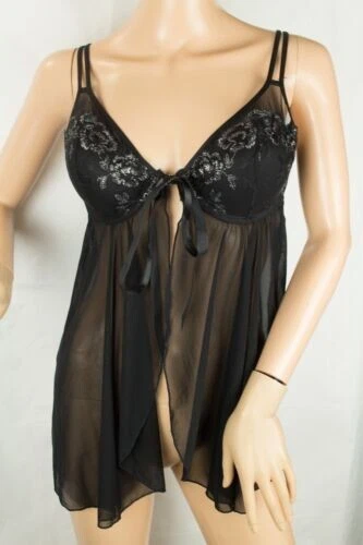 Babydoll de encaje bordado negro Maidenform para mujer talla 36C venta al por menor $58 Foto 2 de 4