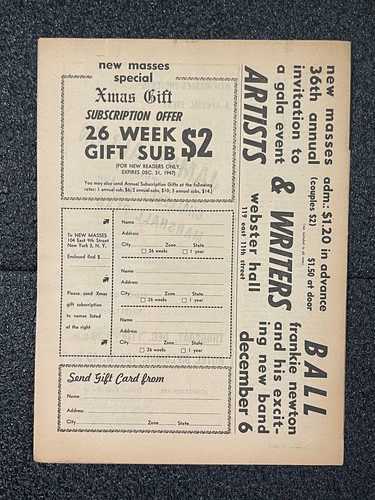 NEW MASSES December 9 1947 CPUSA PUNJAB Isidore James Neugass Lawrence Geller!!! - Foto 12 di 12