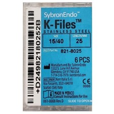  6-Pieces Kerr SybronEndo K-Files Hand Files Size-15/40 Length-25mm 821-8025