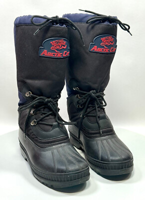 Vintage Arctic Cat Snowmobile Winter Boots Black Insulated Embroidered Logo Sz 8 Artic Cat Black Snowmobile Winter Insulated Snow Boots US 8  main image 2