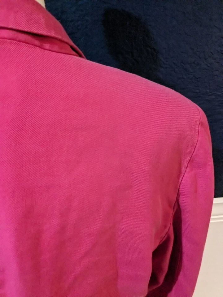 Blazer Lauren by Ralph Lauren 100% Seda Rosa Caliente Botón Carrera Talla 10 Mediana M Foto 4 de 4