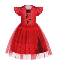 Kids Rise Red Costume Girls Red Descendants Costume Princess Dress Birthday H...