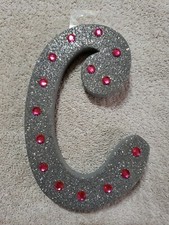 Stick to wall, Teaching or crafts Foam Diy Silver Glitter Letter C Class decor