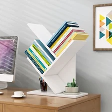 Small Mini Desktop Bookshelf with Installation Tools Compact Book Organizer