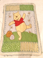 Winnie the Pooh Baby Quilt Crib Throw Honey Pot Bee Green Yellow Dots Patchwork