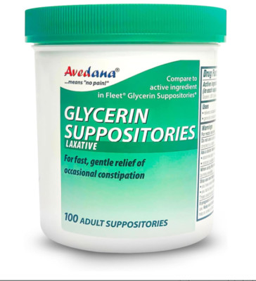 USP Glycerin Laxatives   100 Suppositories, Fast & Gentle Constipation Relief
