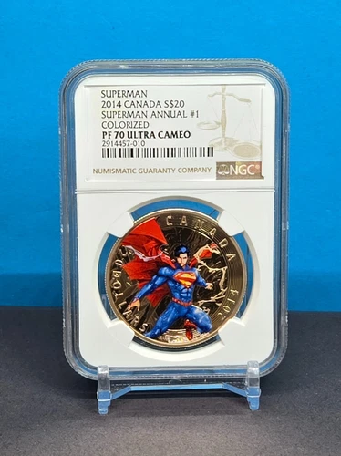 2014 CANADA $20 - SUPERMAN ANNUAL #1 NGC PF70 UC 1oz BEAUTIFUL TONED SILVER COIN