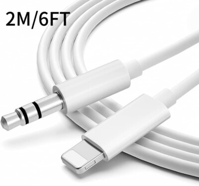 For iPhone AUX Cord for Car Stereo, 8pin to 3.5mm AUX Audio Cable 2m 6ft