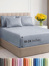 Cal King Extra Deep Sheet Set - 6 Piece Cooling Soft Hotel Luxury Bedding