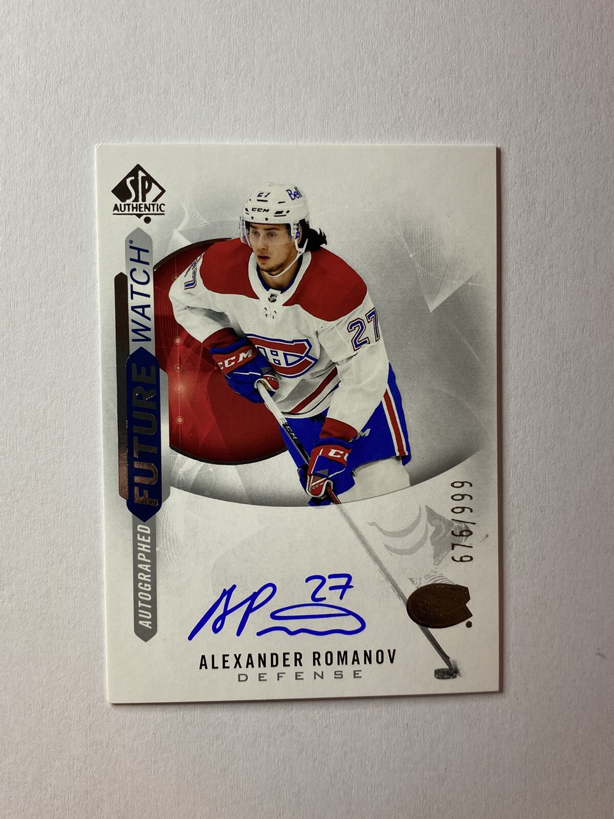Alexander Romanov 2020-21 SP Authentic Rookie #206 Future Watch Auto /999!