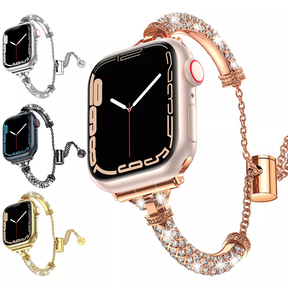 Women Apple Watch Band for Series 9, 8, 7, 6, SE, Sterling Silver & Gold  Filled Mix Metals Chain Bracelet, Two Tone Apple Watch Strap, 