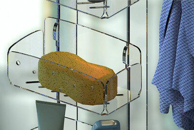 Mensola Doccia MELIA In Cristallo Acrilico - Portasapone Da Appendere Senza Viti 65x25x12cm - Foto 11