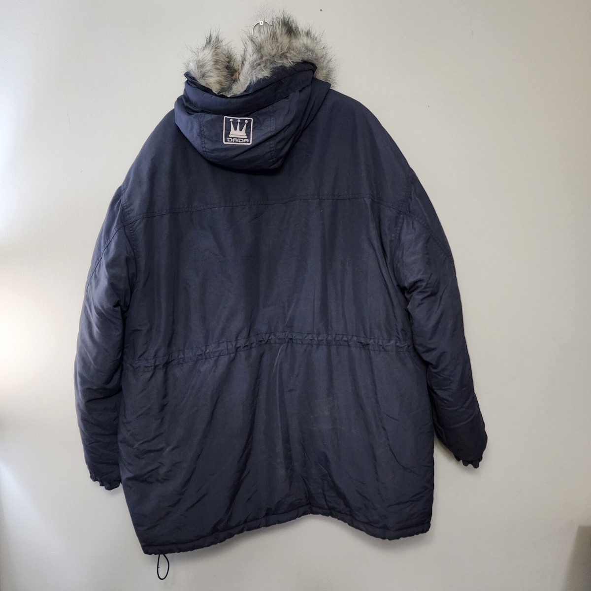 Vintage Dada Supreme Coat Mens 2XL Blue Fur Hood Full Zip