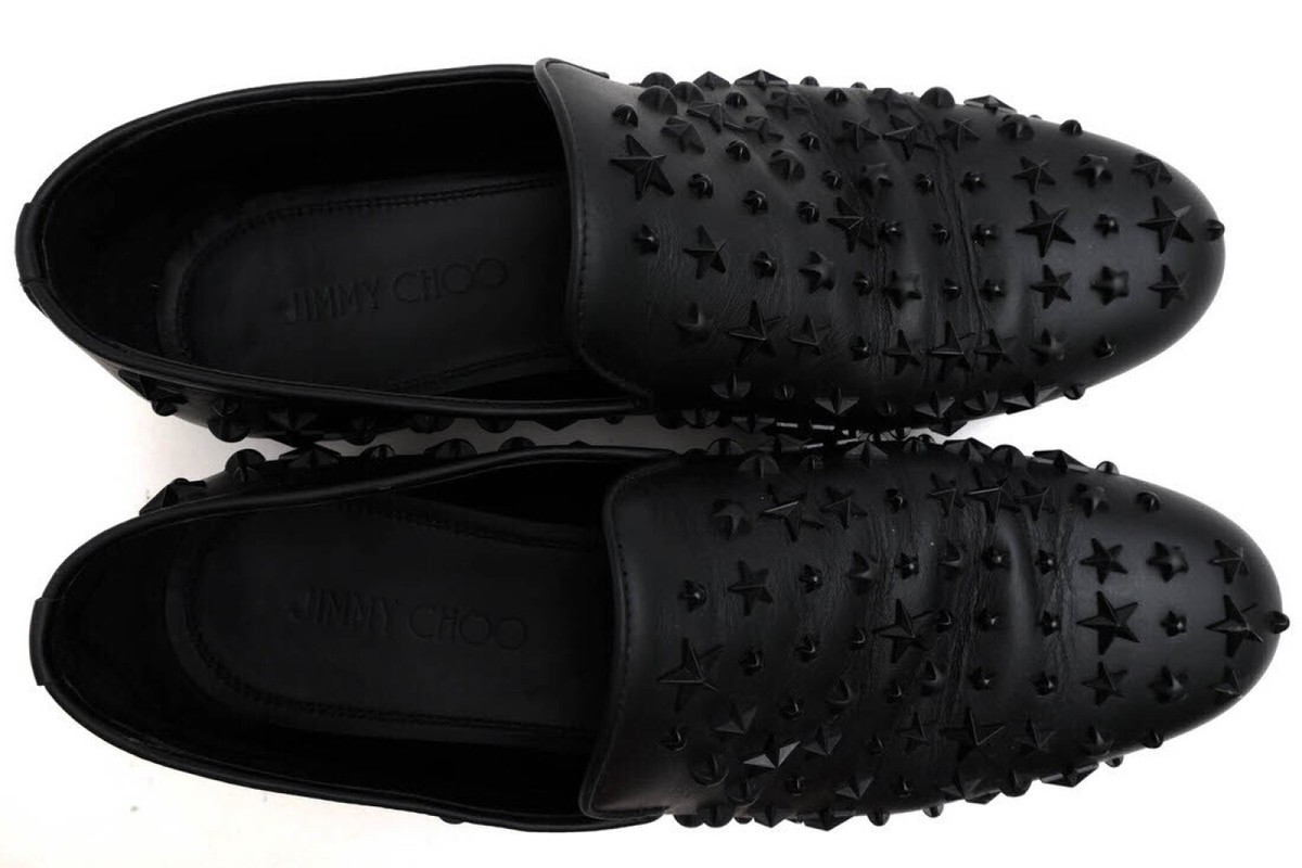 Jimmy Choo Slip-on calfskin star studs Black beautiful item