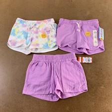 Cat  Jack Girls Size Small 6/7 Purple/Tie Dye 3 Pack Pull On Shorts NWT Flaw