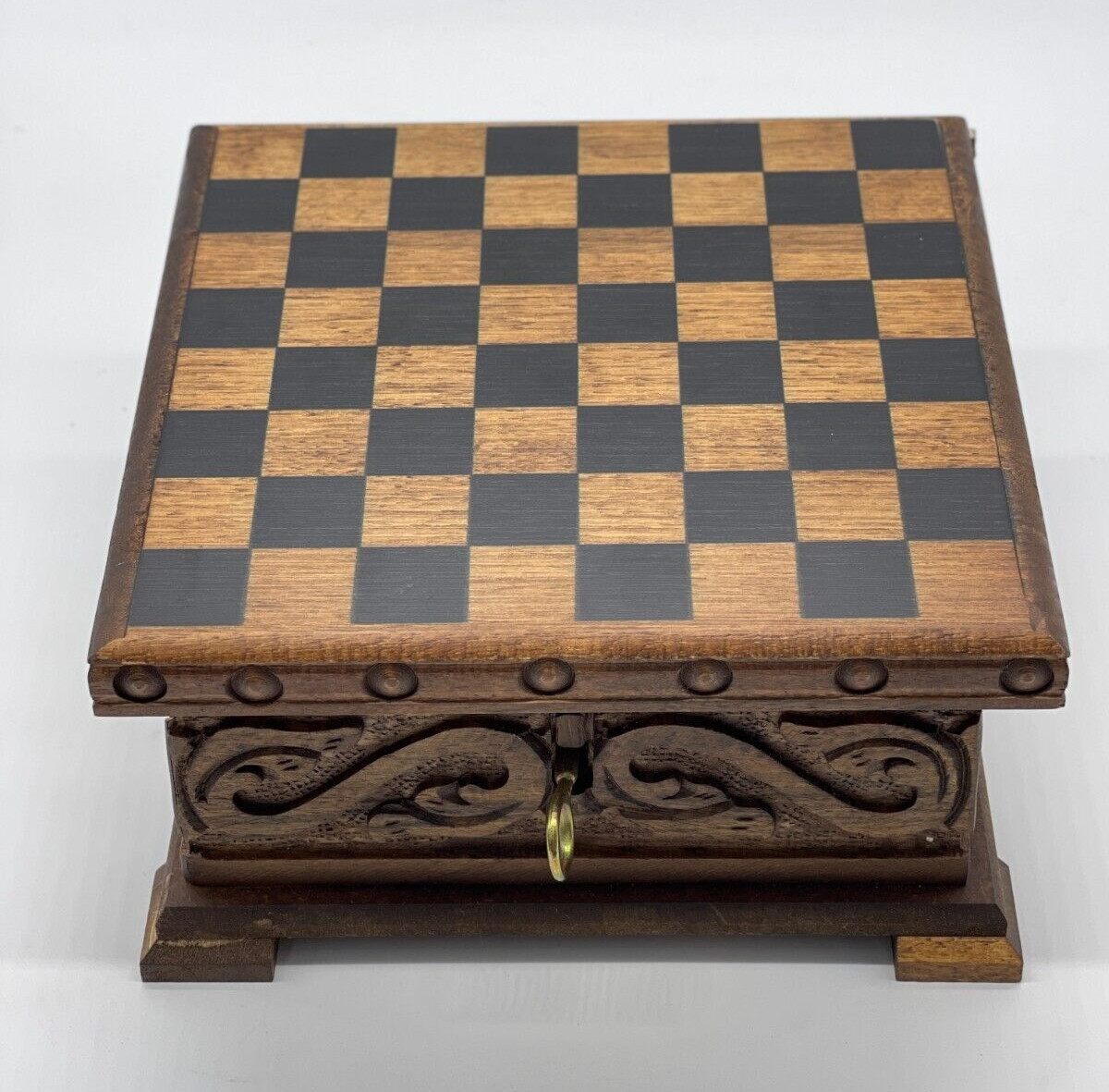 Metal Chess Stones With Personalized Wooden Chess Board With Hidden  Compartment