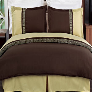 Gold and Chocolate Astrid  Embroidered 8 Piece Bedding Set 100% microfiber