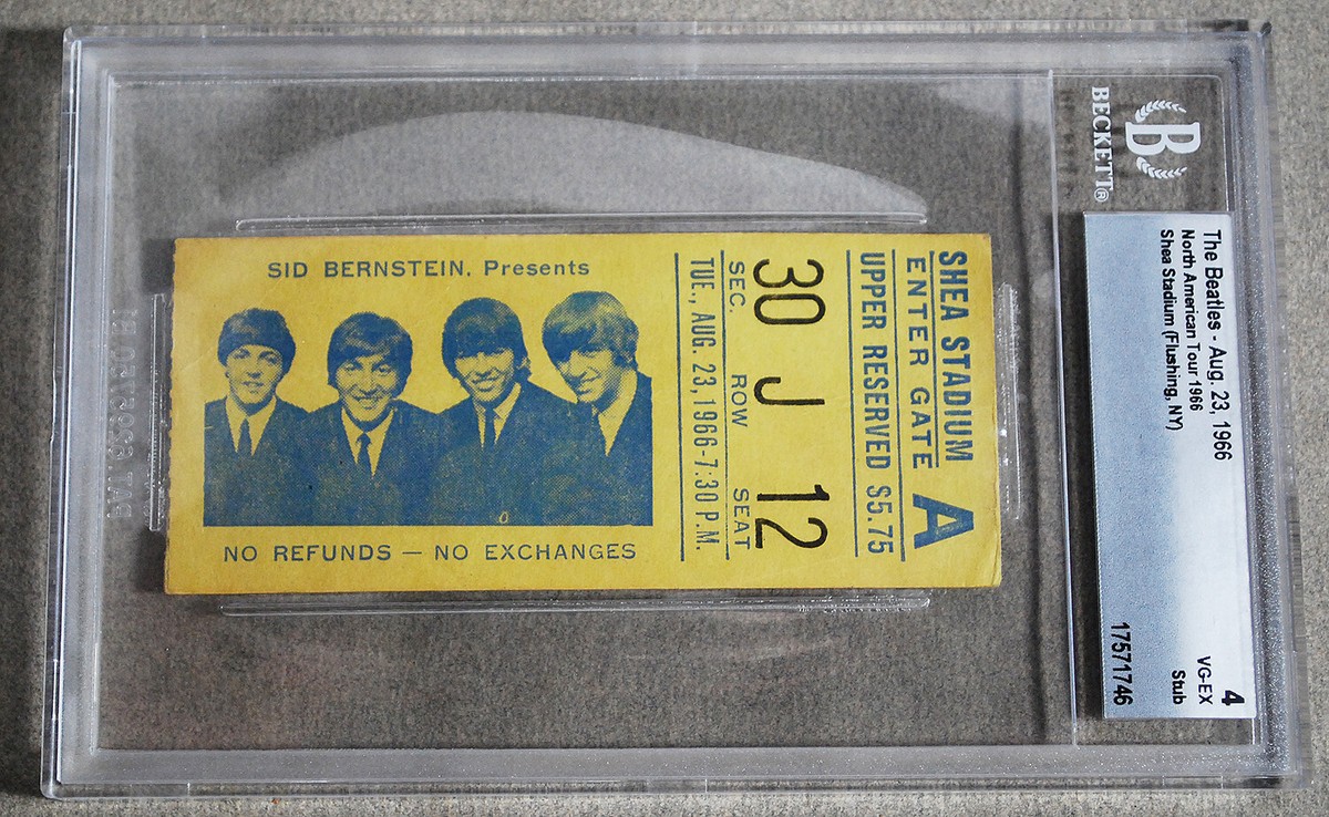 ビートルズ シェアスタジアムコンサート未使用チケット、証明書