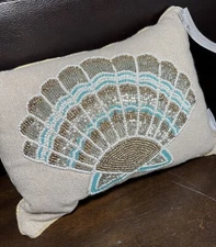 Coastal Collection Beaded SHELL Pillow NEW!!! Beach Ocean CUTE!