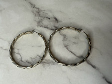 Vintage Silver Twisted Hoop Earrings 1.5 inches diameter