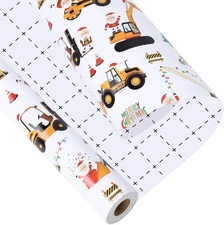 Construction Christmas Wrapping Paper Roll - 17 Inches X 33 Feet (47 sq. ft. ttl