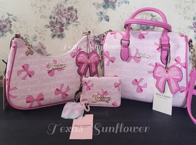 Juicy Couture Simply Sweet Coquette Bow Satchel W/ Shoulder Bag & Wallet Bundle