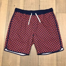 Fair Harbor Swim Trunks Mens Size L Red Lined Bottoms Anchor Art Deco Swim Suit