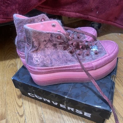 Converse Miley Cyrus Women's Pink Platform Glitter HighTops Size 7.5 Sneakers