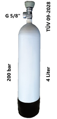 200 bar Tauchflasche 4L Atemluftflasche Pressluftflasche Druckluftflasche TÜV ja