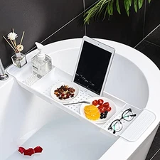 Bathtub Tray Expandable Bath Caddy Storage Rack Multifunctional Bathtub Tub O...