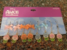 Disney Alice in Wonderland Singing Flowers Drop Hook Earring Set 4 Brand New
