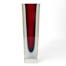 Murano Glass Vase Block Vase Sommerso Venetian Glass Italy Vintage 30cm Multicolour