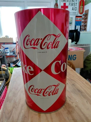 Vintage 1960’s Coca-Cola Enjoy Coke Large Metal Trash Can NOS!