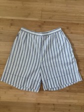 VTG 1950s Shorts Blue Geometric Stripe Pattern W 29 Side Zip