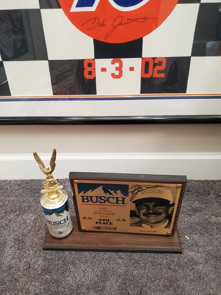 Trofeo de fin de año firmado Dale Jarrett vintage NASCAR Busch Series 1985 raro Foto 4 de 4