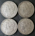 Lot of Four 1878 $1 Morgan Silver Dollars
